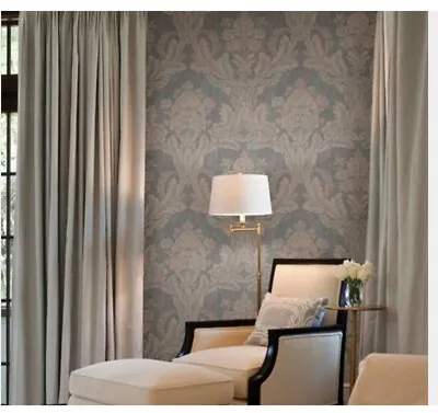 Crown Teal Metallic Gold & Mauve Floral Damask Textured Luxury Wallpaper One Rol • £25