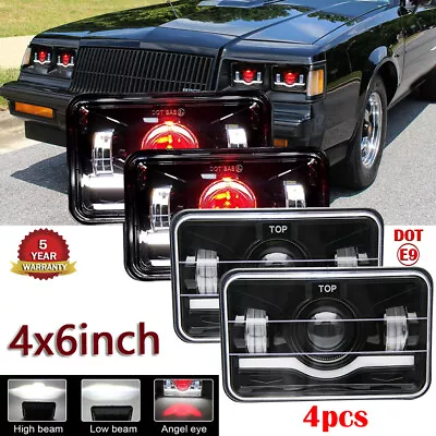 4x Fit 1982-1987 BUICK REGAL CHEVROLET CAMARO 4x6  LED HEADLIGHT HALO Hi-Lo Beam • $64.11