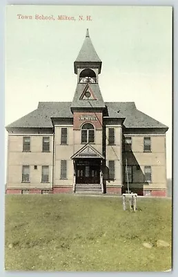 Milton NH~Town School~Bell Tower Rope Pull~Erected AD 1892~Handcolored~1908 • $10