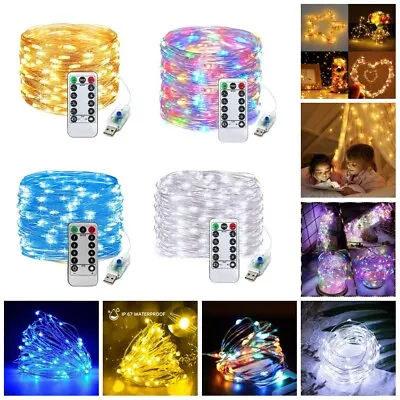 200/300 LED Fairy String Lights Solar/USB Twinkle Copper Wire Xmas Party Decor • $10.42