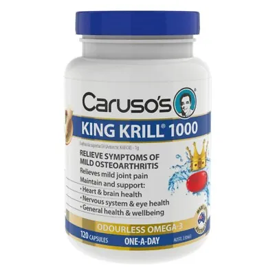 Caruso's King Krill 1000 120 Capsules Oil Odourless Omega-3 Arthritis Relief • $65.92