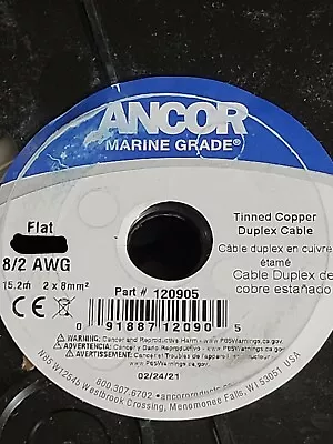 Ancor 8/2C Marine Grade Tinned Copper Duplex Boat Cable 105C/600V White /5ft • $19.99