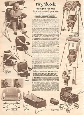 Vintage 1970 Catalog Ad Baby Swing Car Seats Stroller Photo Clipping Ads Prints • $12.99