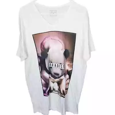 Life Is A Joke X Eleven Paris Graphic Tee Women XL White Short Sleeve Top V Neck • £16.48