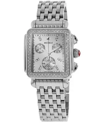 New Michele Deco High Shine Chronograph Silver Dial Women's Watch MWW06A000804 • $1730.73