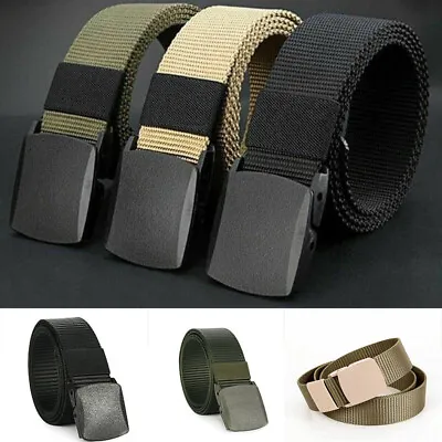 £4.99 • Buy Unisex Men Women Adjustable Canvas Webbing Belt Nylon Belt Plastic Buckle New UK