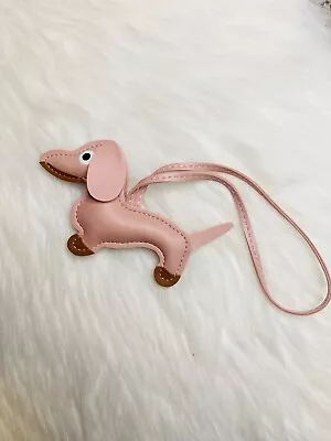 Leather Dachshund Dog Bag Charm Keychain Car Key Fob Handmade Gift New Pink • $25