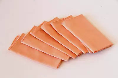 6 Peach Sorbet Colored Vintage Cloth Napkins Linen Look - Pantone Color Of 2024 • $7.99