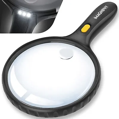 Large Magnifying Glass With Light 5.5inch Magnifier Lens 2X & 5X Magnification • $20.03