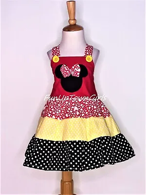 Girls Custom Boutique  Disney Birthday  Minnie Mouse  Valentines Jumper Dress • $38.99