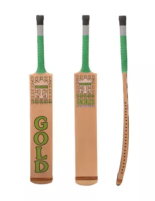 Taimoor Mirza Gold Cricket Bat Tape Ball Tennis Ball Bat Wooden Long Handle • £49.99