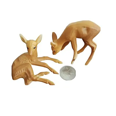 Vintage Plastic Hong Kong Reindeer Fawn Deer Figurine Toy Lot Of 2 • $12