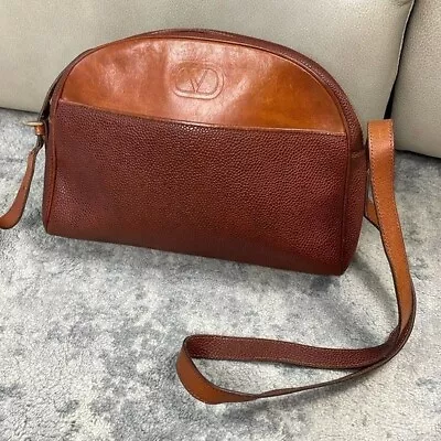 Vintage Valentino Garavani Dome Bowler Crossbody Bag Honey Brown Leather • $385