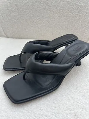 $19.99 • Buy Zara Square Toe Black Slip On Sandal Sz 39 