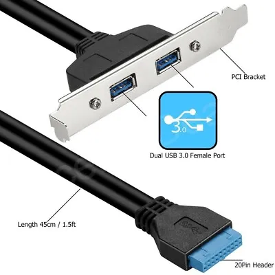 USB 3.0 Back Panel Expansion Bracket To 20 Pin Header Cable 2 Ports • $4.99