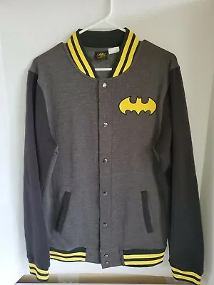 $5 • Buy DC Comics Batman Men's Sweater Size Small Snap Button Logo Black Letterman Style
