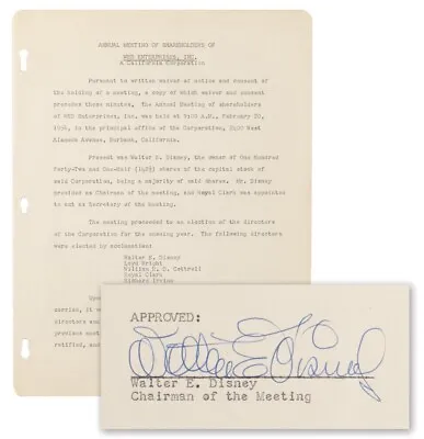 Walt Disney Signed Contract Rare Autograph WED Ent. PSA /DNA COA • $21995