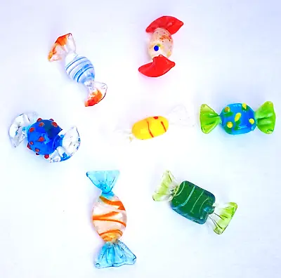 Art Glass Wrapped Hard Candy Ornaments Lot VTG Hand Blown Holiday Lampwork • $21.25