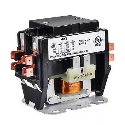 2 Poles FLA 40 Amp Coil 24 VAC Air Conditioner Condenser Compressor Contactor... • $22.39