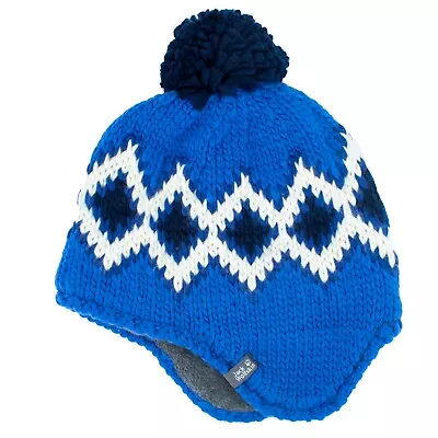 Jack Wolfskin Diamond Knit Cap Beanie Kids Winter Hat Blue 1905431-1201 • £12.01