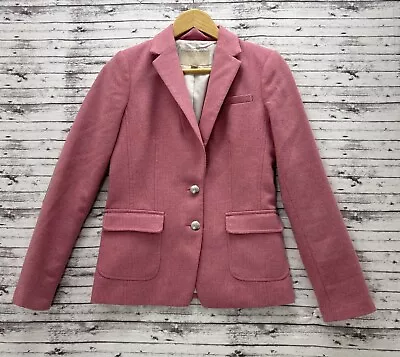 Banana Republic Hacking Blazer Pink Size 0 Tweed WOOL Patch Button Jacket • $29.99