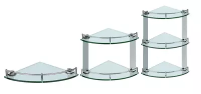£19.99 • Buy New Luxury Chrome & Toughened Glass Bathroom Corner Wall Shelf 
