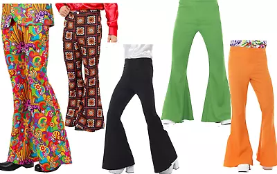 Mens Flared Trousers Fancy Dress 60s 70s Retro Disco Party Hippie Adults • £14.99