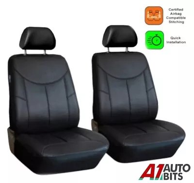 Front Black Car Seat Covers Leatherette Protectors For Mercedes A B C E Class • £17.95