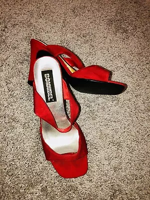 Bonnibel Vintage Open Toe Block Heel Mules Red Sexy • $7.77