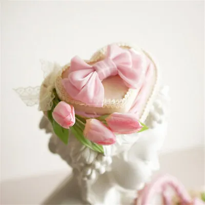 Victorian Women Fascinator With Tulip Floral Heart Style Mini Top Hat Hair Clip • $18.99
