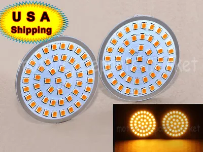 2x Super Bright 1156 LED Bulbs For Harley Motorcycle Turn Signal Light Amber USA • $11.98