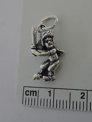 Sterling Silver 17x10x5mm Small Girl Softball Player At Bat Charm! Sd • $12.34