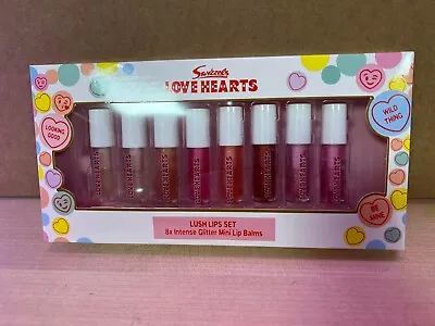 SWIZZELS Love Hearts Mini Lip Gloss Set 8 GLITTER Lip Balms Girls Filler Gift • £8.99