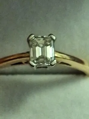 Emerald Cut Diamond Ring 18ct Gold • £495