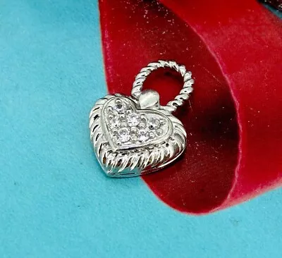 Judith Ripka Sterling Silver Heart Shape Charm Cubic Zirconia • $28.75