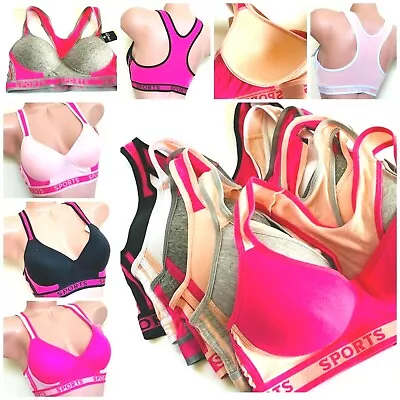 3-6 SPORT BRAS Active Wear YOGA RACER BACK Molded CUP 8922 LOT GIFT PACK 32B-42D • $28.45