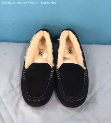 Women's UGG ANSLEY Suede Indoor/Outdoor Moccasin Slippers 1106878 (BLACK) US 8. • $14.99