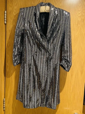 £10.80 • Buy ZARA Silver Sequin Wrap Blazer Tuxedo Dress XS