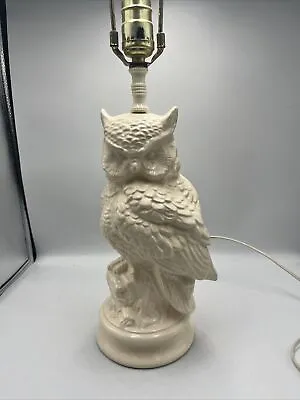 VTG Mid Century Modern Large Chalkware Owl Lamp 12  Owl 23  Overall Height- READ • $59.99