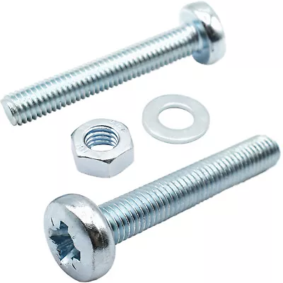 £5.66 • Buy M3 & M3.5 Zinc Machine Pozi Pan Head Screws  Bolts With Full Nuts & Thick Washer