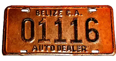 1990s Belize AUTO DEALER License Plate 01116 VERY RARE Tag Foreign Caribbean BZ • $49.99