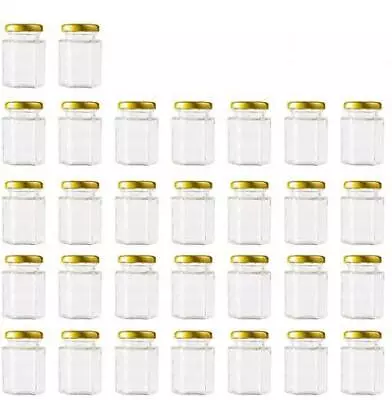 30 Pack 4 Oz Clear Hexagon Spice Jars Small Glass Jars With Lids(Golden) Mason • $28.82