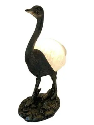 Brass Ostrich Frosted Glass Accent Table Lamp By Terra Cottage • $35.73