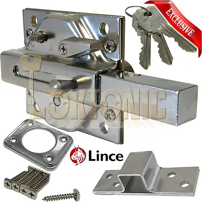 Lince Lock Chrome High Security Heavy Duty Rim Gate Shed Garage Sliding Bolt • £31.95