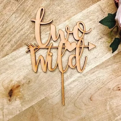 2nd Birthday Two Wild Arrow Boho Wooden Cake Topper Rustic Wood Decoration • $16.95