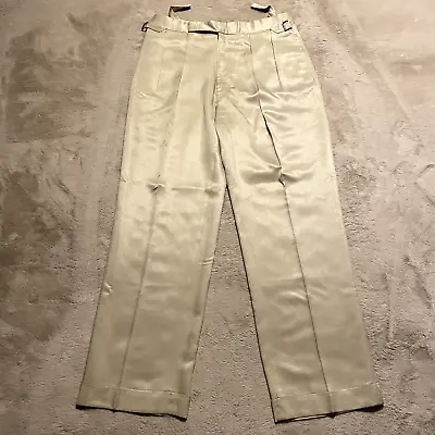 Ralph Lauren Purple Label Pants Mens 32 Beige 100% Silk Made In Italy Adjustable • $199.99