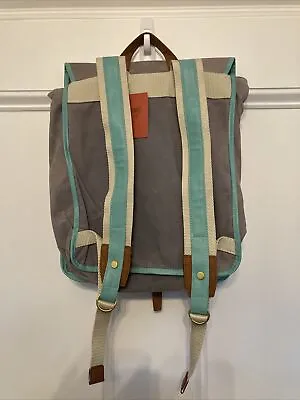 Mossimo Target Supply Co Vintage  Style Grey Turquoise Backpack Canvas Bag Nwt • $35