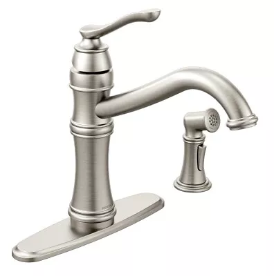Moen 7245SRS Belfield Single Handle Kitchen Faucet With Side Spray Stainless • $149.99