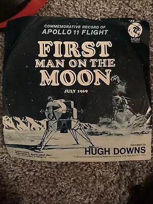 Rare  FIRST MAN ON THE MOON 1969 Apollo 11 Vinyl LP 7  Hugh Downs 45RPM Record • $13.90
