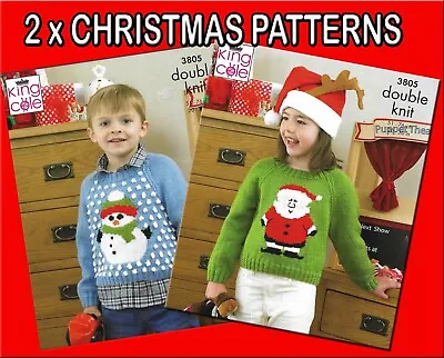 2 X DK CHRISTMAS JUMPERS Knitting Patterns Kids Chest 20  - 30  • £3.99